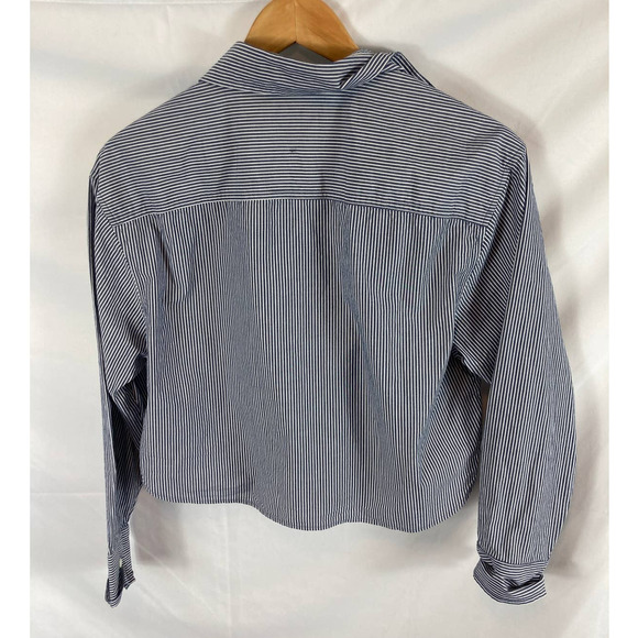 Banana Republic Crop Boxy Fit Button Down Striped Shirt Size XS - Picture 5 of 6